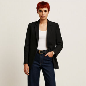 Madewell Drapey Black Lycee Blazer Sz 4 Relaxed Menswear-Inspired Style